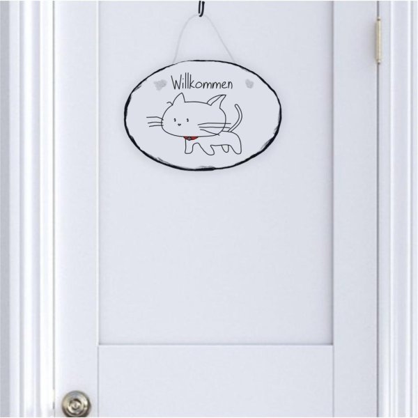 Schiefertafel Türschild "Katze Comic" - Image 4