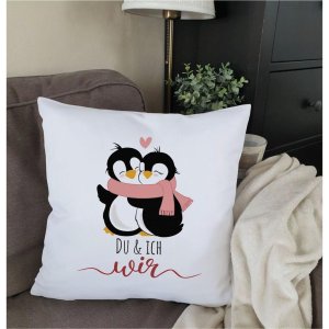 Polster Kissen Pinguinpärchen „Du, ich, wir“ Valentinstag Geschenk