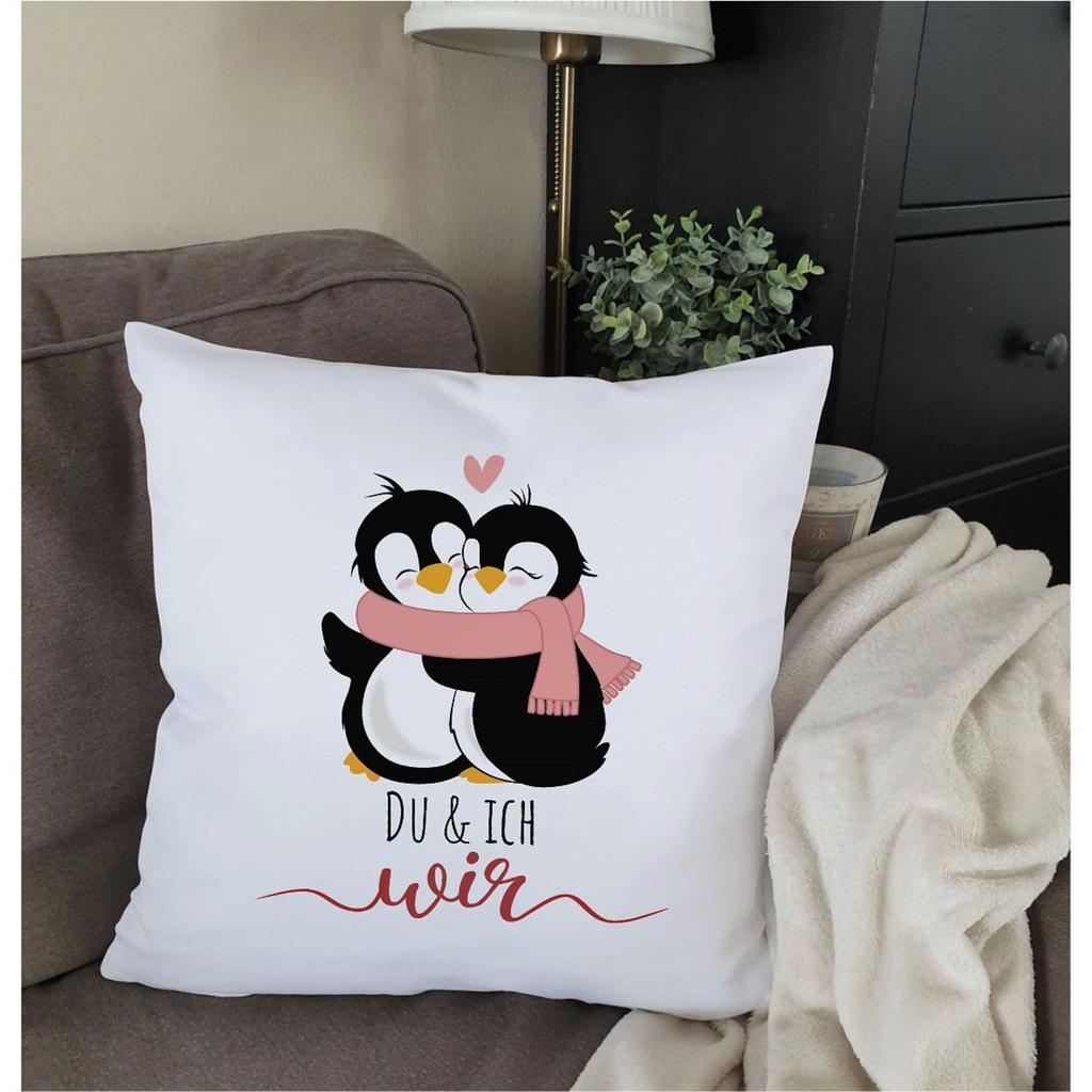 Polster Kissen Pinguinpärchen "Du