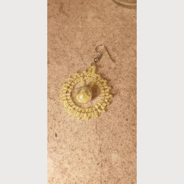 Perlenohrring neogelb mit Kugel - Image 4
