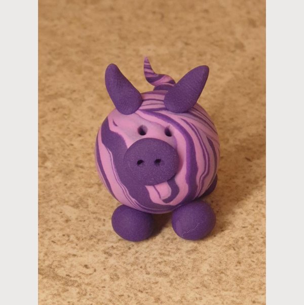 Glücksschweinchen aus Fimo hell-/dunkellila - Image 2