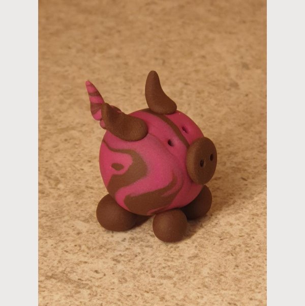 Glücksschweinchen aus Fimo braun/rosa - Image 2