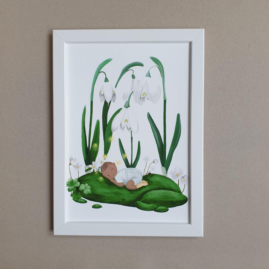 "Schlafendes Baby im Frühling"