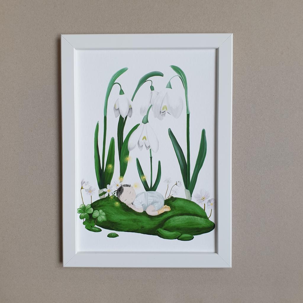 "Schlafendes Baby im Frühling"