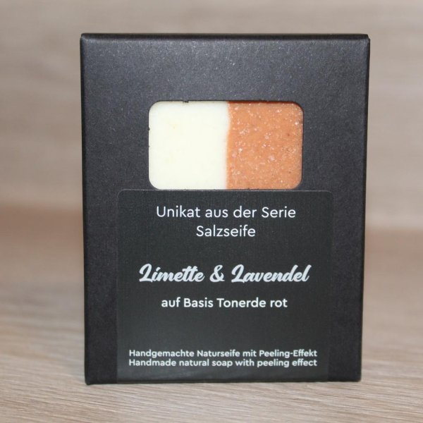 Naturseife Salzseife Limette & Lavendel mit Tonerde rot, Peelingseife - Image 3