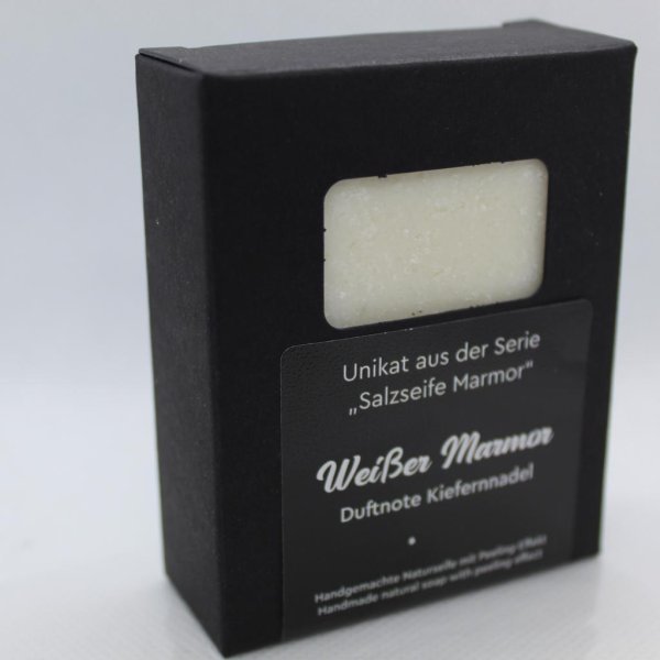 Naturseife Salzseife Weißer Marmor mit Duftnote Kiefernnadel. Peelingseife - Image 2