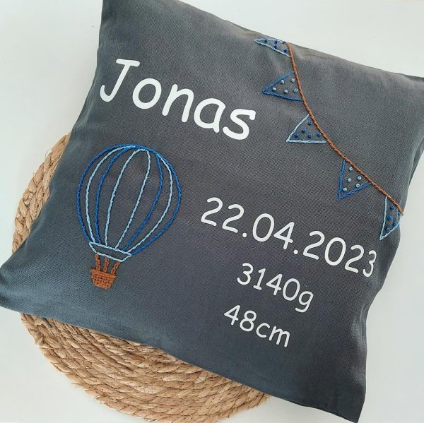 Geburtspolster anthrazit mit blau - Image 2