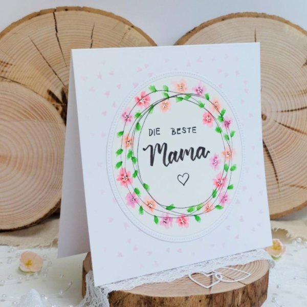 Grusskarte zum Muttertag - "Die beste Mama!" - hellrosa - Image 2
