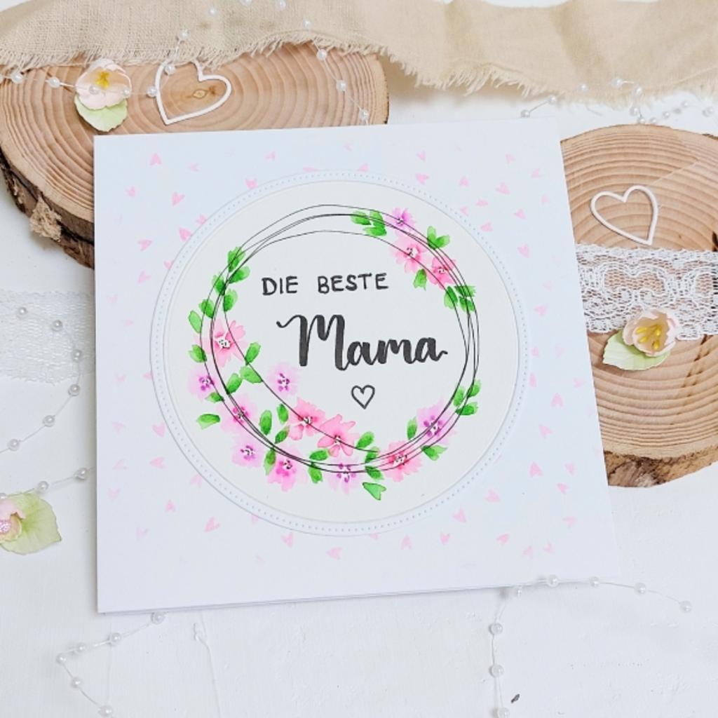 Grusskarte zum Muttertag - "Die beste Mama!" - rosa