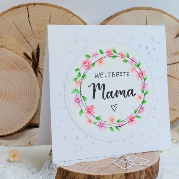 Grusskarte zum Muttertag - "Weltbeste Mama!" - hellrosa - Image 2