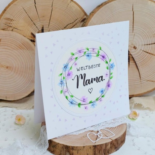 Grusskarte zum Muttertag - "Weltbeste Mama!" - lila - Image 2