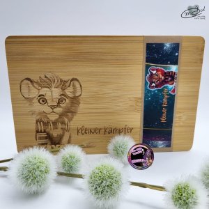 Holzbrett / Jausenbrett Bambus graviert, *Löwe*