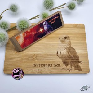 Holzbrett / Jausenbrett Bambus graviert, *Adler Filius*