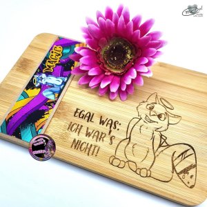 Holzbrett / Jausenbrett Bambus graviert, *Ich war’s nicht*