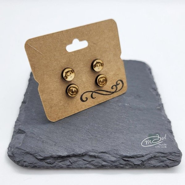Ohrstecker Sperrholz graviert, 2-er Set - Image 3