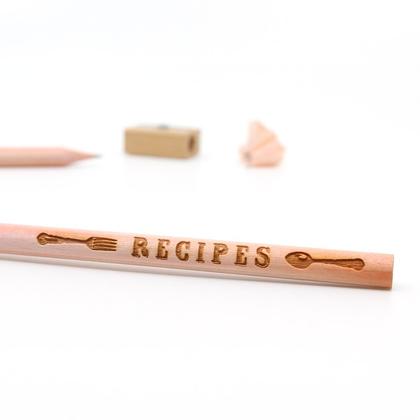 Lasergravierter Bleistift "Recipes" vintage Design