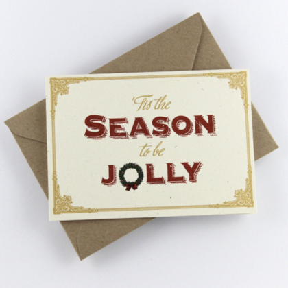 Weihnachtskarte "'Tis the season to be jolly" goldener Druck