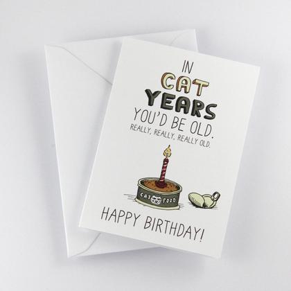 Geburtstagskarte "In Cat Years You'd Be Old" lustige Karte für Katzenliebhaber