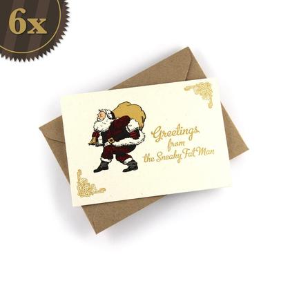 6x Weihnachtskarte "Sneaky Fat Man"