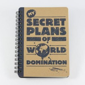 Spiralnotizbuch „My Secret Plans of World Domination“, Größe DIN A6