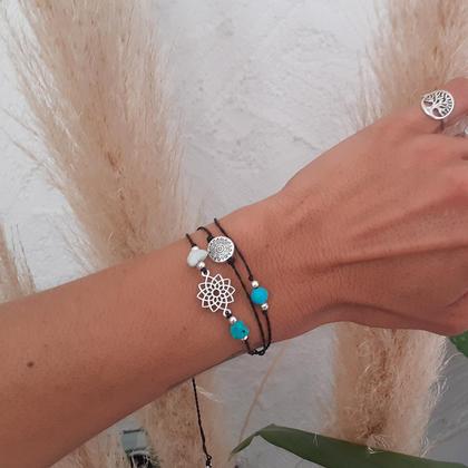 Wickelarmband Türkis - Mandala silber