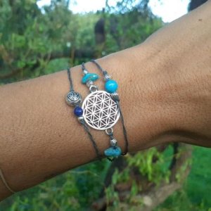 Lebensblume Wickel(arm)band ‚Türkis‘