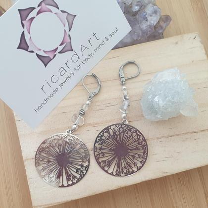 Bergkristall Ohrringe 'Pusteblume silber'