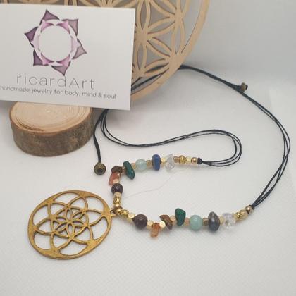 CHAKRA Halskette 'Lebensblume - Hämatit'