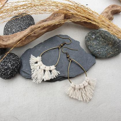 Ohrringe 'Boho Tears' *bronze/natur