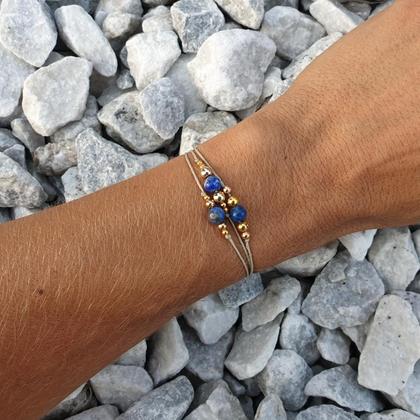 Lapislazuli Armband 'Ãjñã' *gold/beige