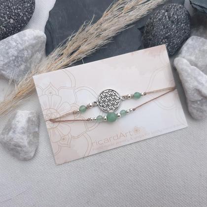 Doppelarmband 'Aventurin - Lebensblume'