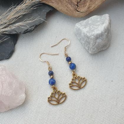 Lapislazuli Ohrringe 'Lotus gold'
