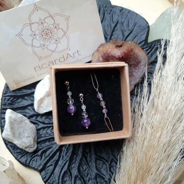 Amethyst- Bergkristall Schmuckset *CRYSTAL HEALING* silber - Image 2