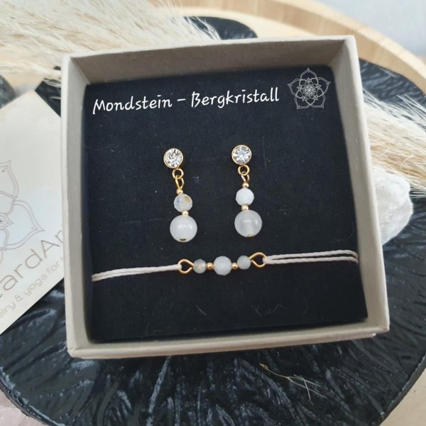 Mondstein - Bergkristall Ohrringe *CRYSTAL HEALING* gold - Image 3