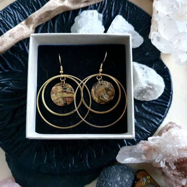 Perlmutt Ohrringe *GOLDEN SEASHELL CIRCLES* 40mm - Image 2
