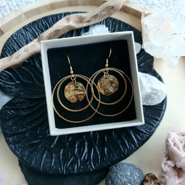 Perlmutt Ohrringe *GOLDEN SEASHELL CIRCLES* 40mm - Image 3