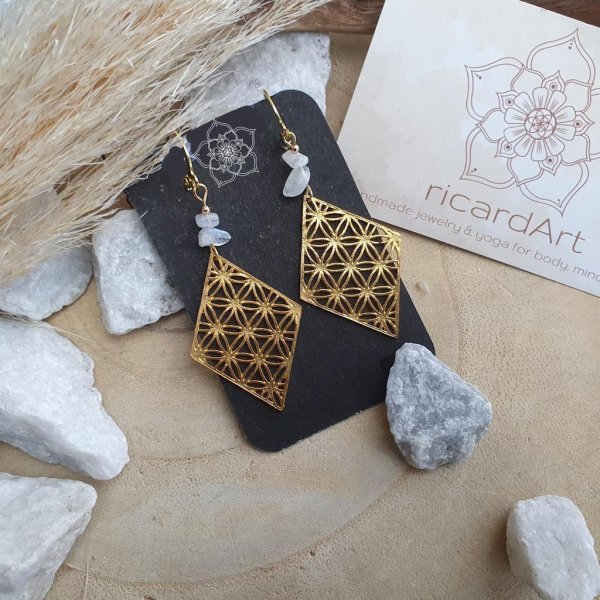 MONDSTEIN/TURMALIN Ohrringe *DIAMOND Flower of Life* - Image 4