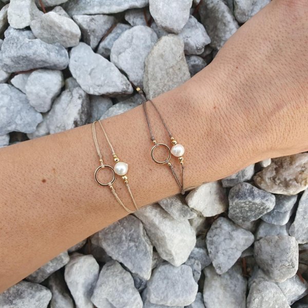 Doppelarmband *SÜßWASSERPERLE 10mm* 18kvergoldet - Image 4