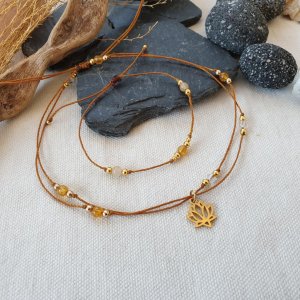 Citrin Halskette *LOTUS* Edelstahl/vergoldet