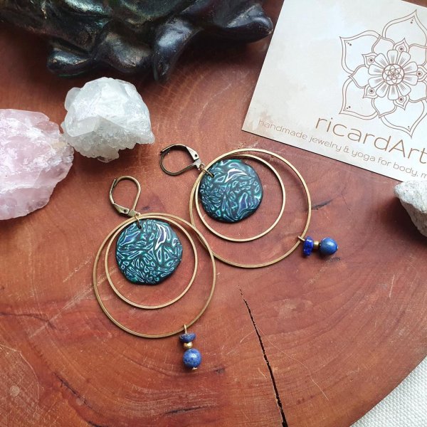 LAPISLAZULI Ohrschmuck *FIMO OCEAN BLUE* - Image 2