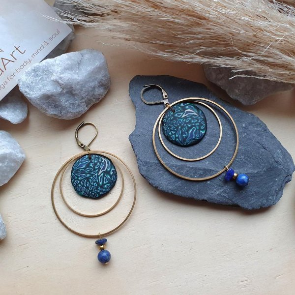 LAPISLAZULI Ohrschmuck *FIMO OCEAN BLUE* - Image 3