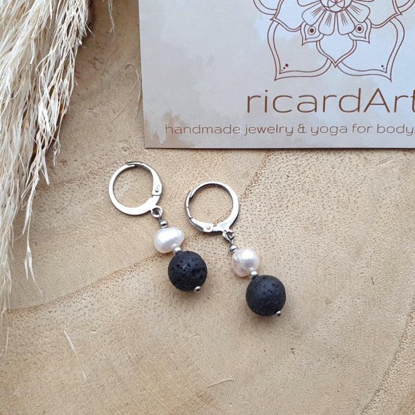 LAVASTEIN Süßwasserperle Ohrschmuck *AROMADIFFUSION* - Image 3