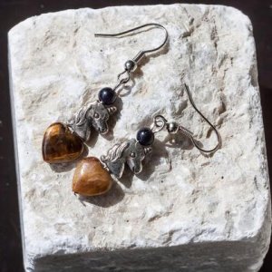 Ohrhänger Einhorn mit Tigerauge