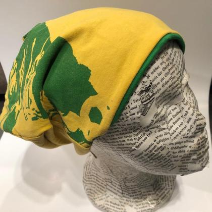 Upcycling -Beanie/Mütze - "Fußball Gelb/Grün"