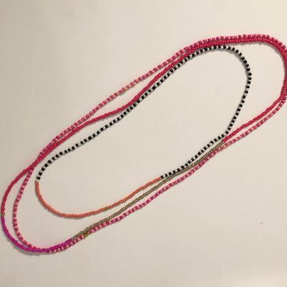 Kette - Bunt - Set Schwarz/Weiß/Pink