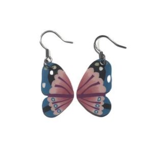 Ohrringe Schmetterlingsflügel – Türkis/Rosa