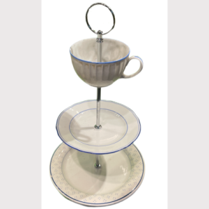 Etagere „Weiß mit Blaurand und blauen Punkterln“