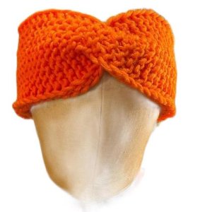 Stirnband – Turban- Orange -Glatt/verkehrt