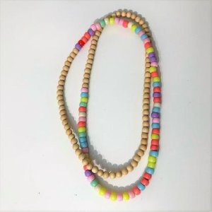 Kette – Holzperlen – Natur und Bunt  – Candyland
