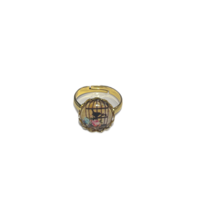 Ring Vogelkäfig . Beige/Blau und Rosa